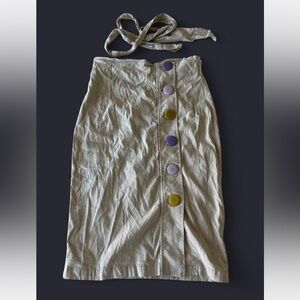 Eva Mendes for New York & Company Cream Skirt with Colorful Buttons